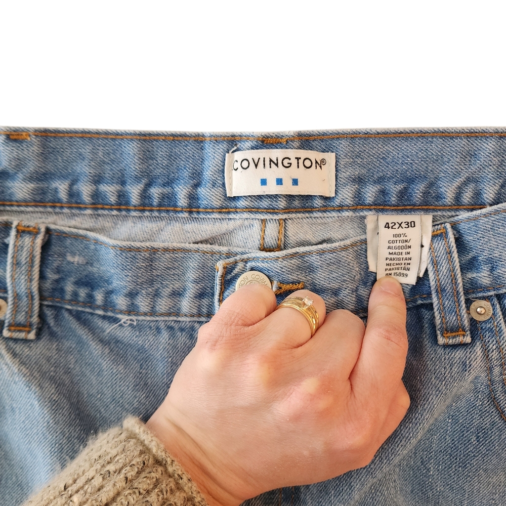 Men's 42x30 Covington Relaxed Fit Jeans 100% Cotton Light Blue Wash